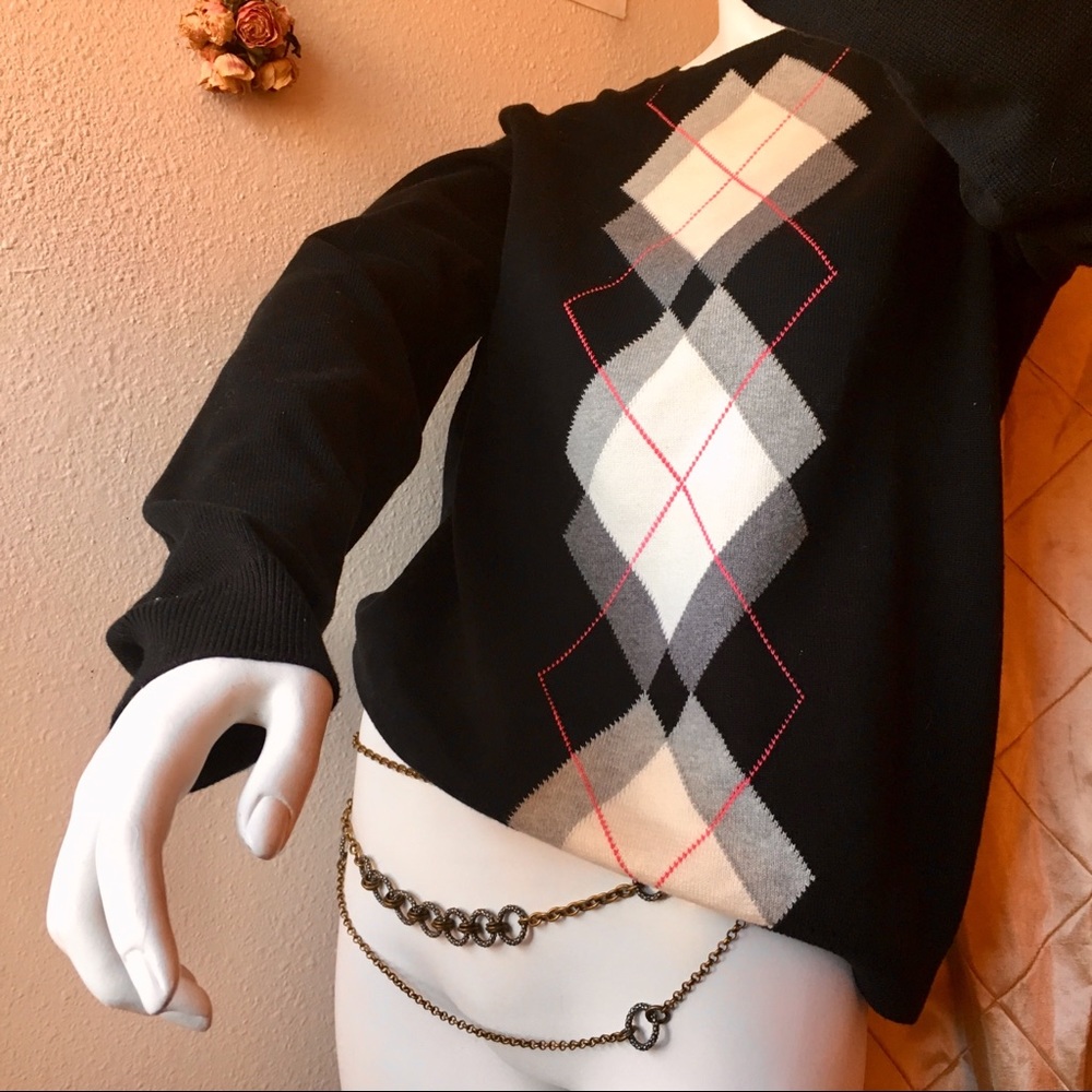 💍 Izod Argyle Sweater Black ~Hot Pink~Grey ~White